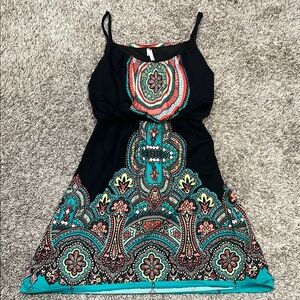 Black and Teal Breathable Mini Dress